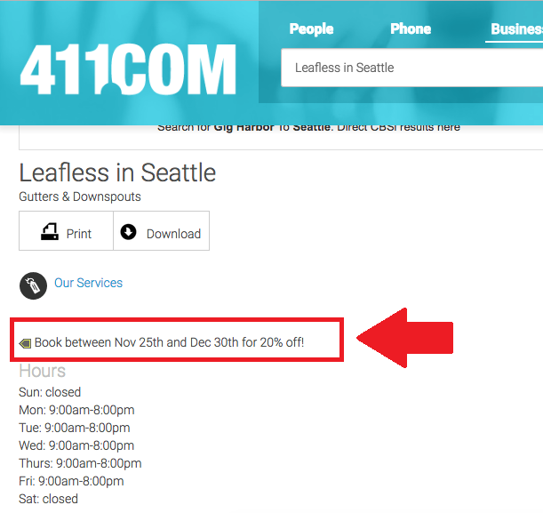 holiday hours listed leafless in seattle