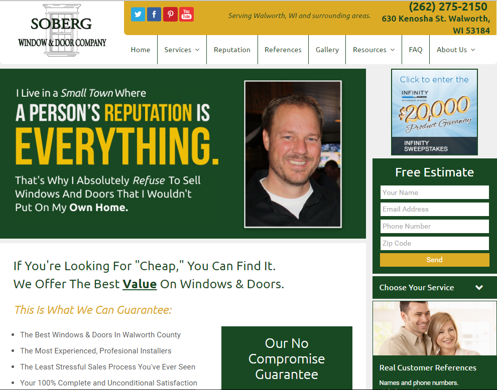 Soberg Window & Door website homepage