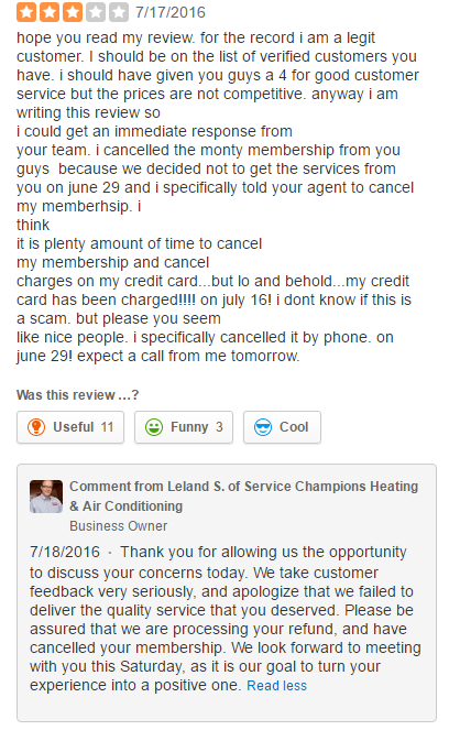 responding to bad reviews - service champions 2