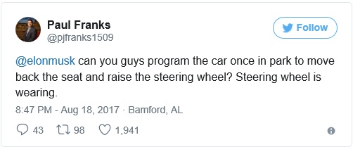 Paul Franks Tweet to Elon Musk